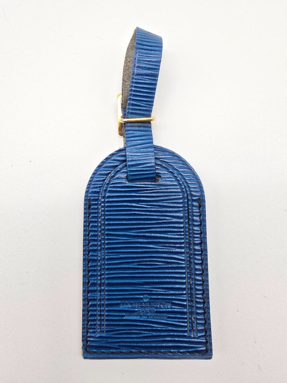 Authentic Louis Vuitton Blue Leather Luggage Tag – Excellent Condition
